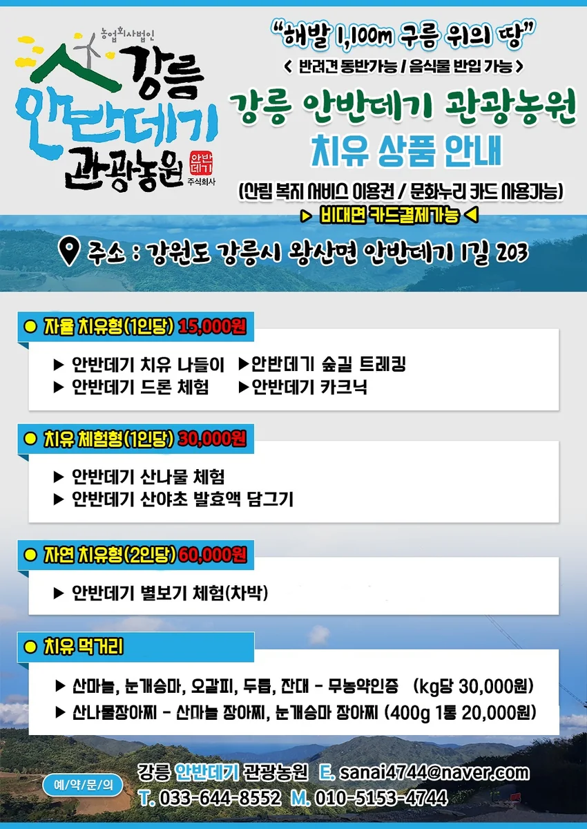 강릉안반데기관광농원 강릉시 애견여행지